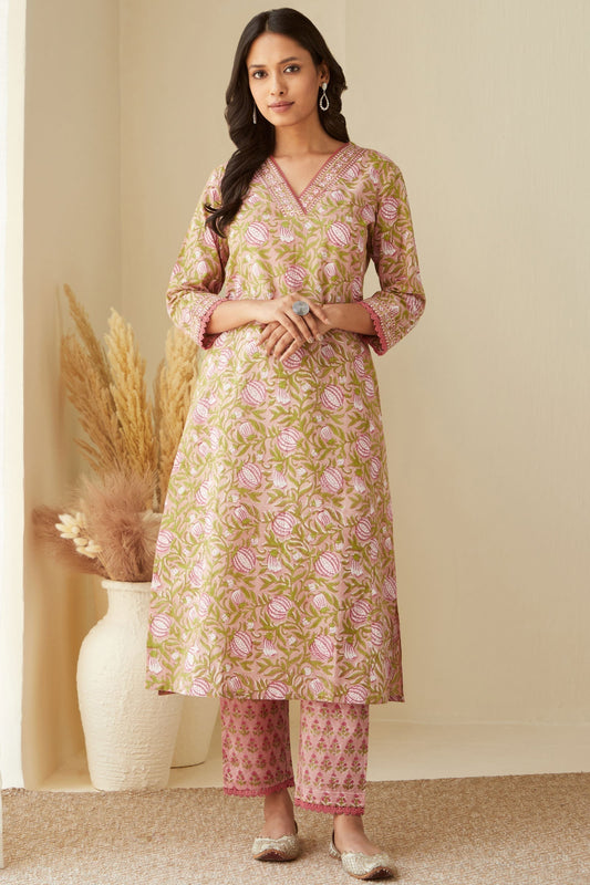 Gauhar Layla Pink Sanganeri Kurta